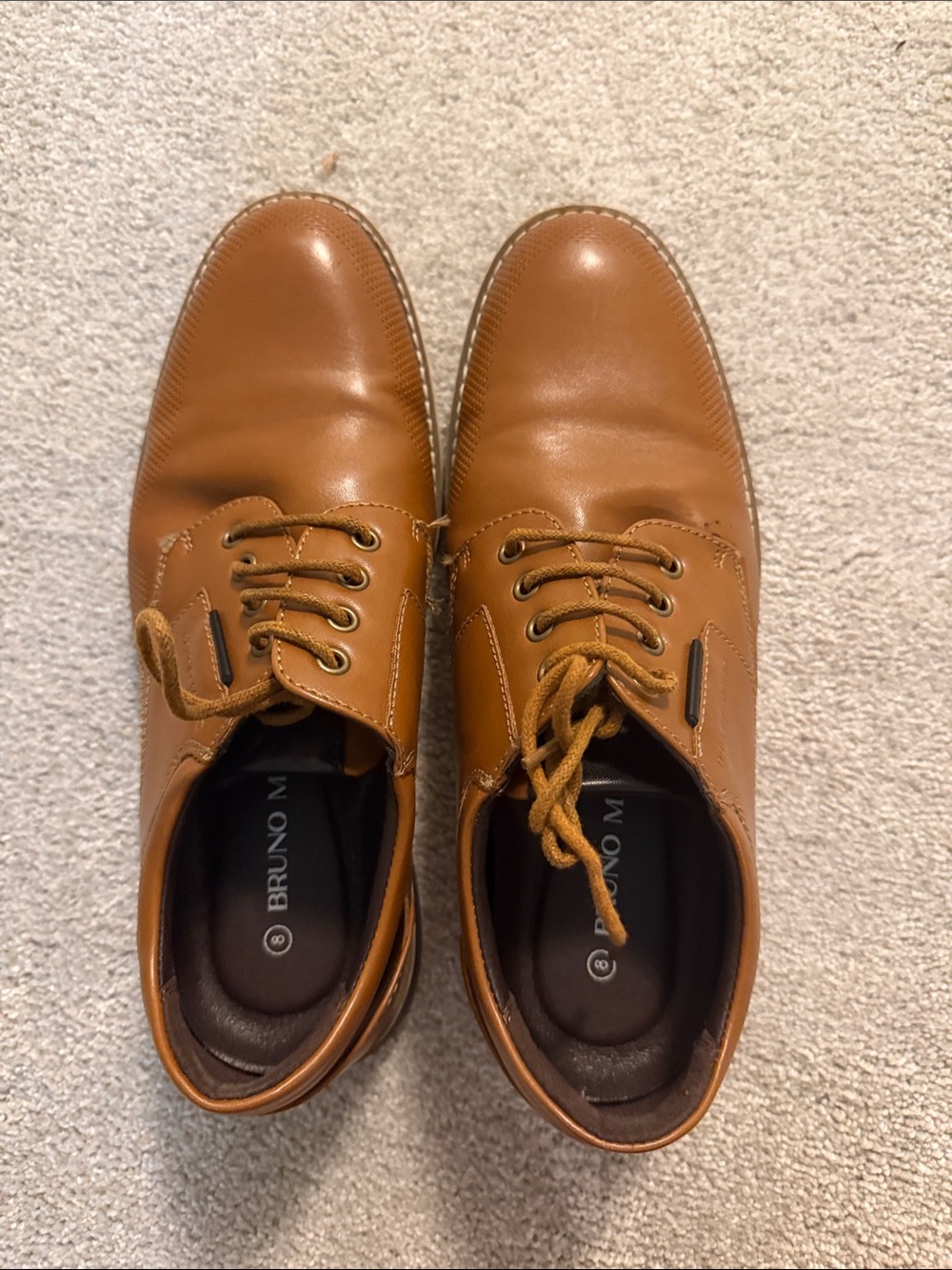 Bruno Magli Tan Leather Derby Shoes